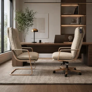 Cowhide & Leather Fabric Home Office Chair