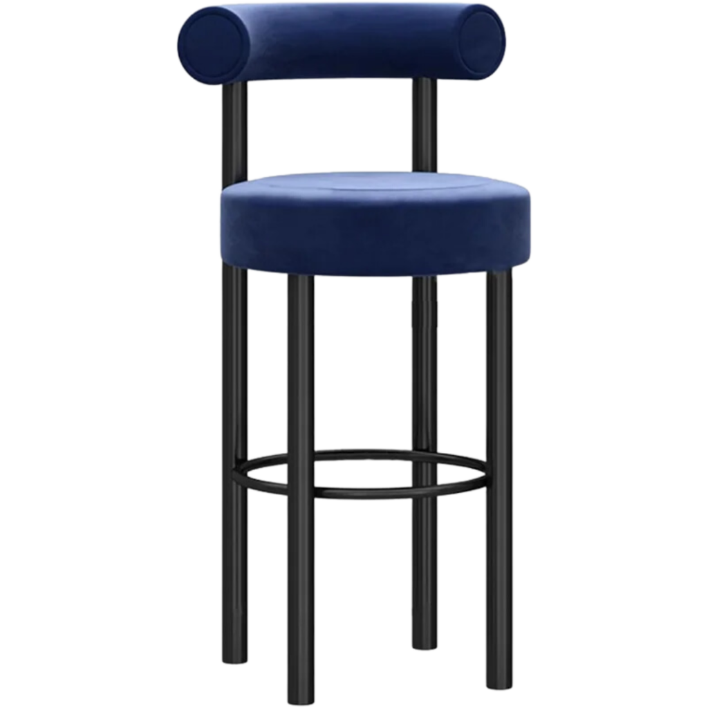 Fat Stool high chair with plush upholstered seat, rounded backrest, sturdy base, and design ideal for modern bar and counter spaces