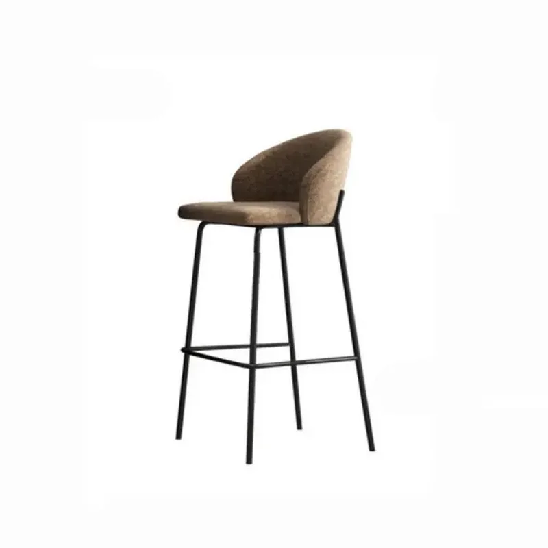 Princeton barstool with softly curved upholstered seat, supportive backrest, and slim black metal legs for elegant bar seating