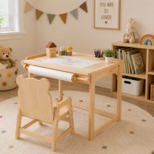 Bear Wood Montessori Play Table with Chair