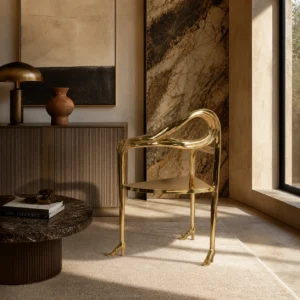 LEDA Brass Chair with Armrests
