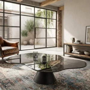 Modern Tempered Glass Top Coffee Table