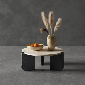 Solid Wood Coffee Table With Marble Top