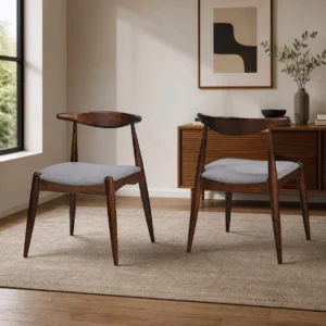 Mid-Century 2 Pcs Wooden Accent Chair