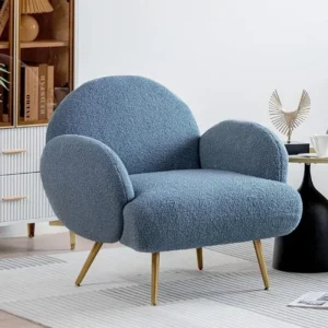 Stylish Blue Plush Accent Armchair