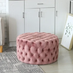Tufted Button Performance Velvet Ottoman