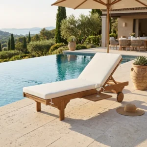 Elegant Teak Outdoor Chaise Lounge