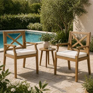 2 Pcs Crossback Wooden Armchairs