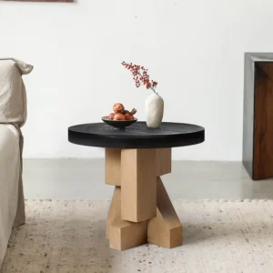 Geometric Design Solid Wood Side Table