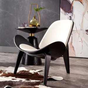 Luxury Black & Leche Hotel Shell Lounge Chair