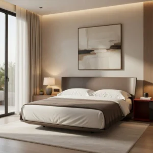 ALYS Double Bed with upholstered headboard