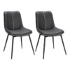 Two dark gray upholstered chairs with black metal legs, placed side by side as a set of dining or desk chairs.