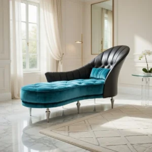 Luxury Hollywood Modern Nubuck Fabric Lounge Chair with Metal Legs