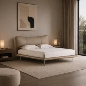 Elegant Baia Bed with Upholstered Headboard