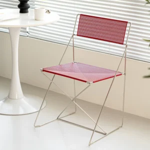Minimalist X-Shaped Mesh Accent Chair