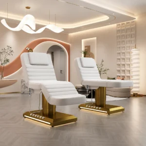 Luxury Gold Base 3-Motor Electric Massage & Treatment Bed with LED